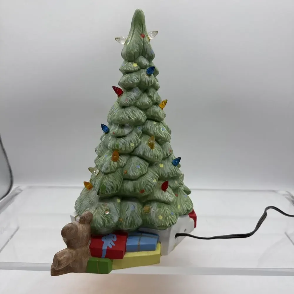 Ceramic Christmas Tree - Presents, Teddy, Doll Below Tree - Read